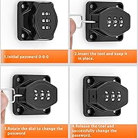 Vista 6 de Cerraduras giratorias con contraseña, cerradura de seguridad deslizante de seguridad de 90 grados, paquete de 2 cerraduras de combinación de dígitos