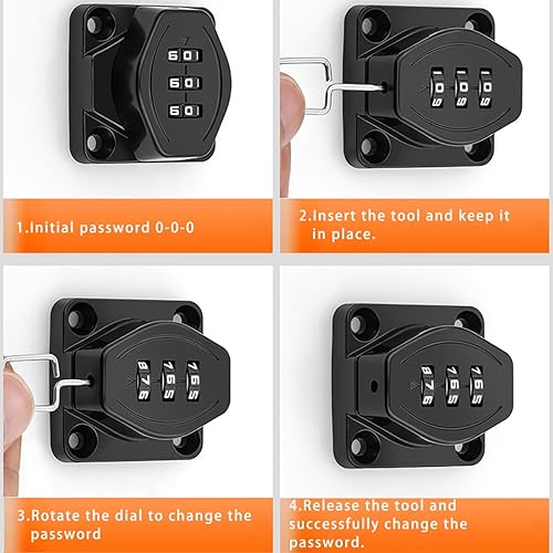 Miniatura 6 de Cerraduras giratorias con contraseña, cerradura de seguridad deslizante de seguridad de 90 grados, paquete de 2 cerraduras de combinación de dígitos