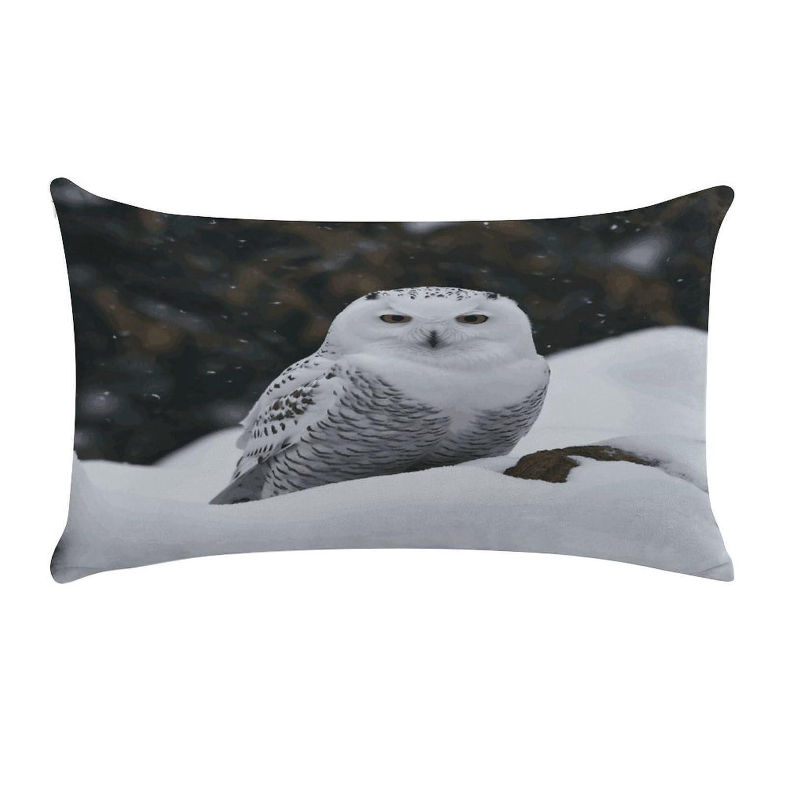 LDGSUPH Snow Owl Throw Pillow Cover with Zipper Long Throw Pillow Case Anti-Fading Pillow Protector Super Soft Decorative Cushion Case Exquisite Plush Pillowcase12 X 20 in