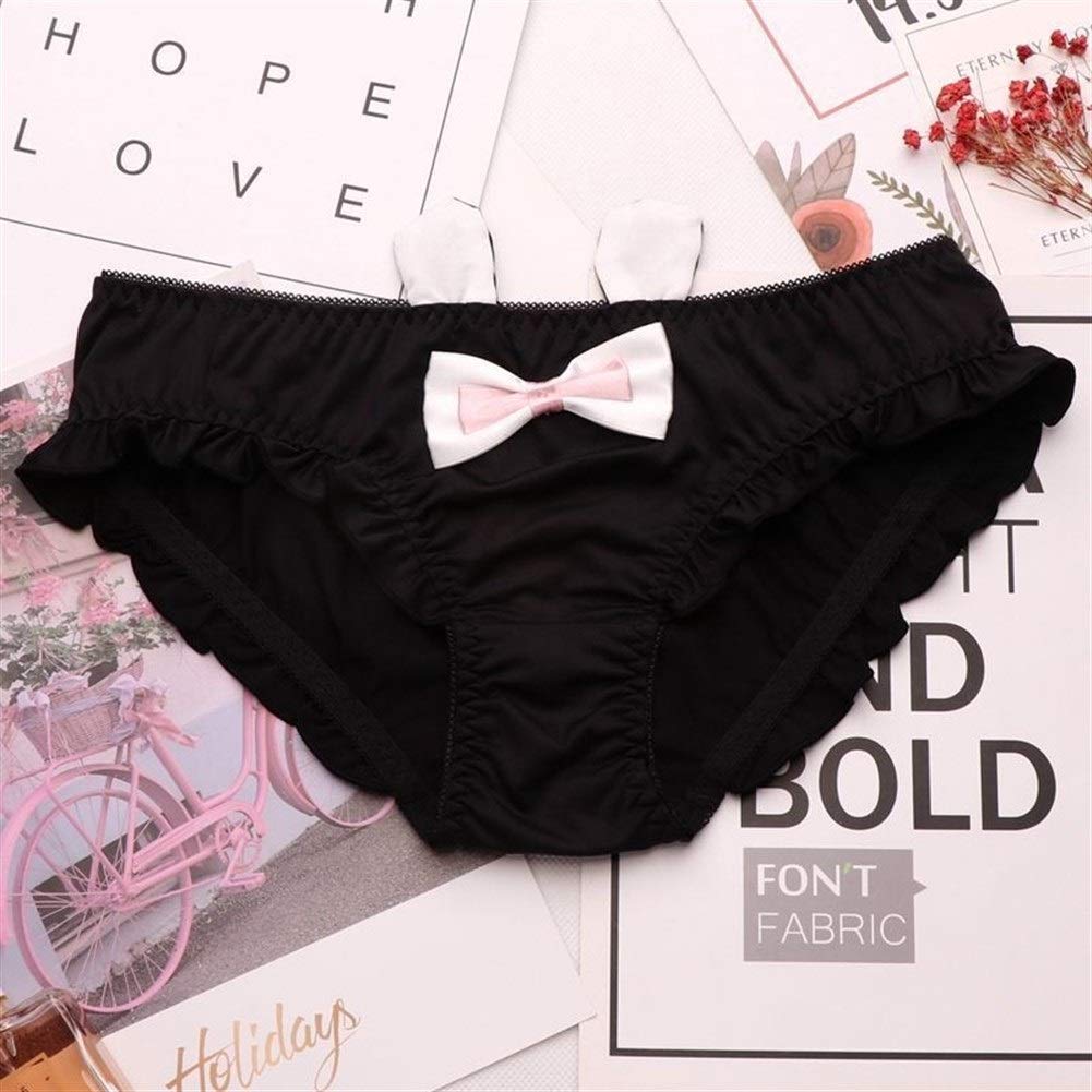 ロリータパンティー Amazon.co.jp: QSCFRET ロリータの女の子かわいい弓綿の下着の女性のラッフルのシームレスなパンティーソリッドウサギの耳ブリーフ漫画ランジェリー学生  (Color : Black, Size : 1pc-M) : ファッション