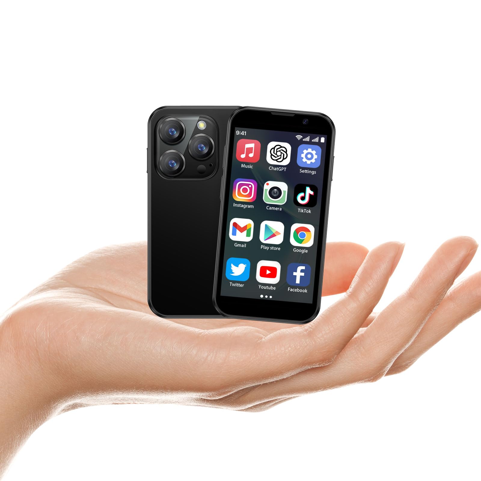 Mini Smartphone 3,0 Pollici Touchscreen HD, Telefono Cellulare Sbloccato Android con Riconoscimento Facciale, WiFi e GPRS – Leggero e Sottile per Bambini e Studenti, Telefono di Riserva Nero