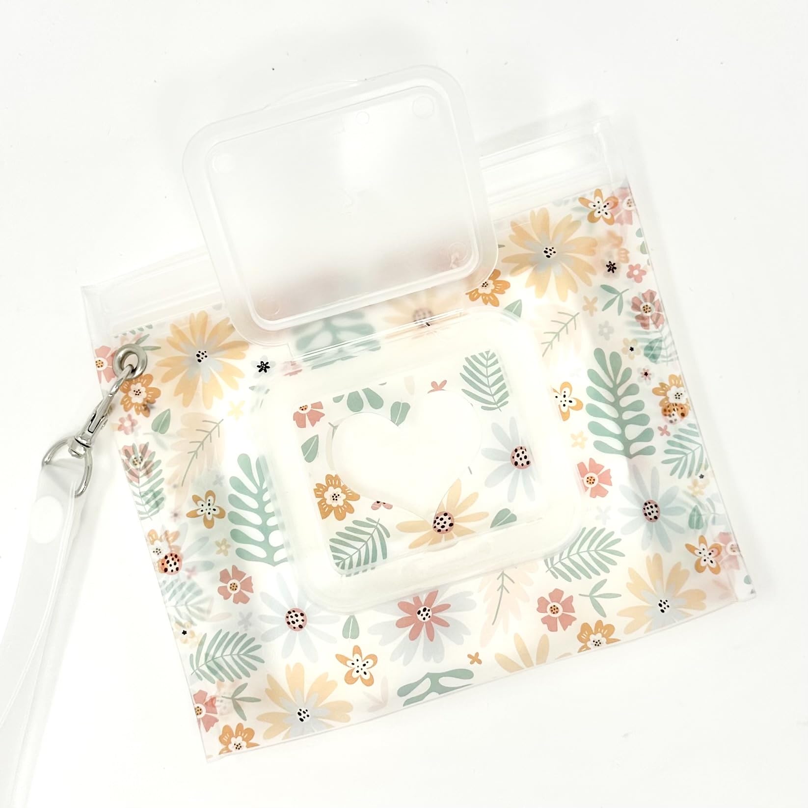 Orchid Hearts Portable & Refillable Wet Wipe Pouch - Reusable Baby Wipes Holder & Container, Mini Floral Love, 2pcs