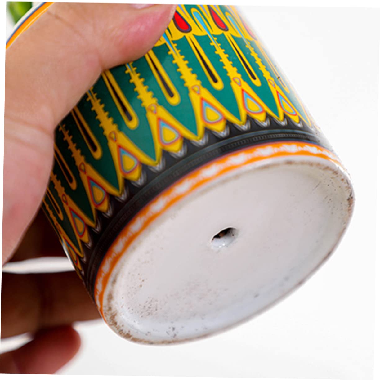 Yardwe Set 8 Pezzi Vasi Succulenti Cilindrici in Ceramica Motivo Mandala, Mini Vaso di Fiori per Piante Grasse, Ornamento per Casa e Ufficio 4 Supporti in Bambù Colorati