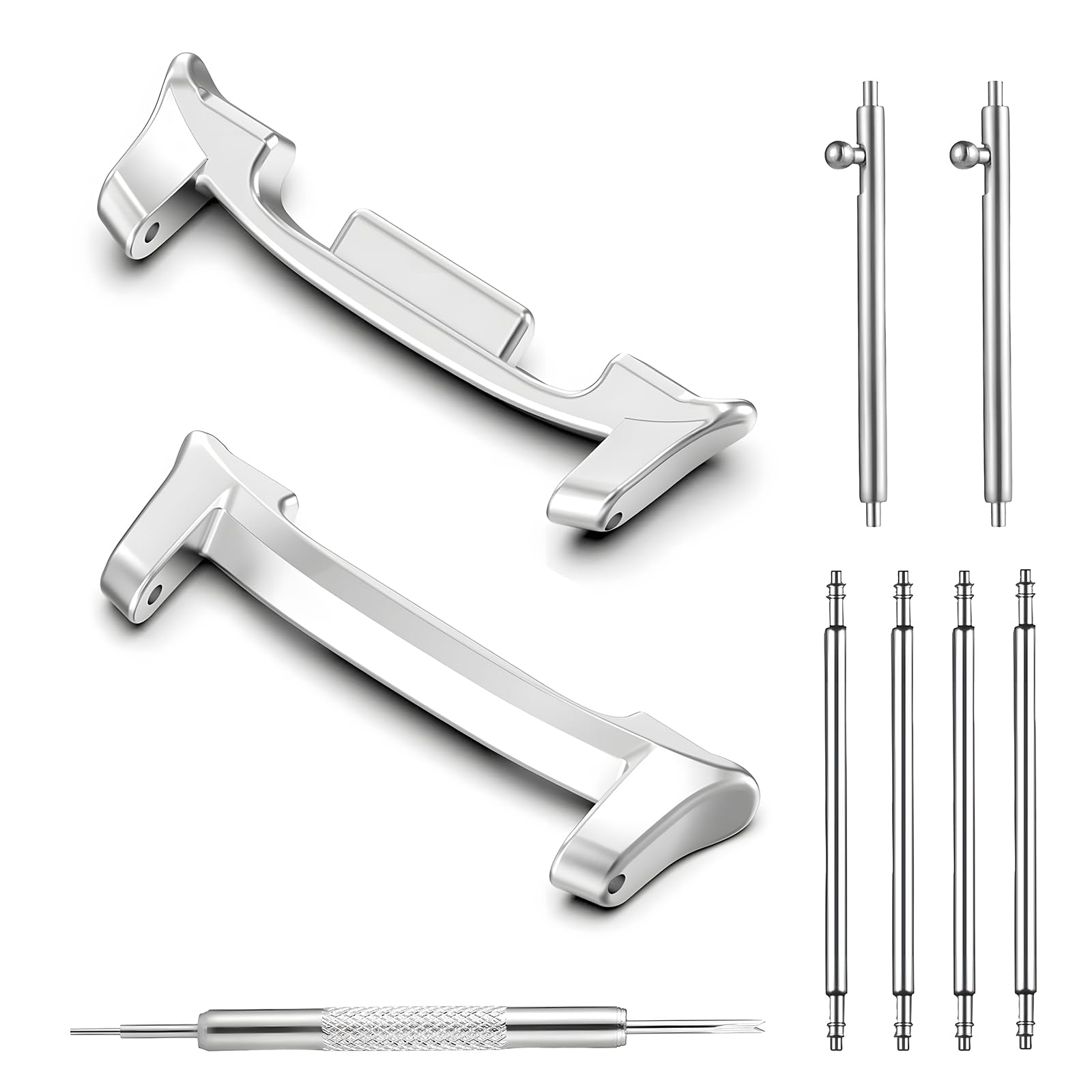 VOSSOT 22mm Uhrarmband Anschluss Kompatibel für Samsung Galaxy Watch 8 40mm 44mm/Watch 8 Classic Uhr-Konnektor Armband Adapter Edelstahl Band Connector Metallanschlüsse Uhrenarmband-Adapter