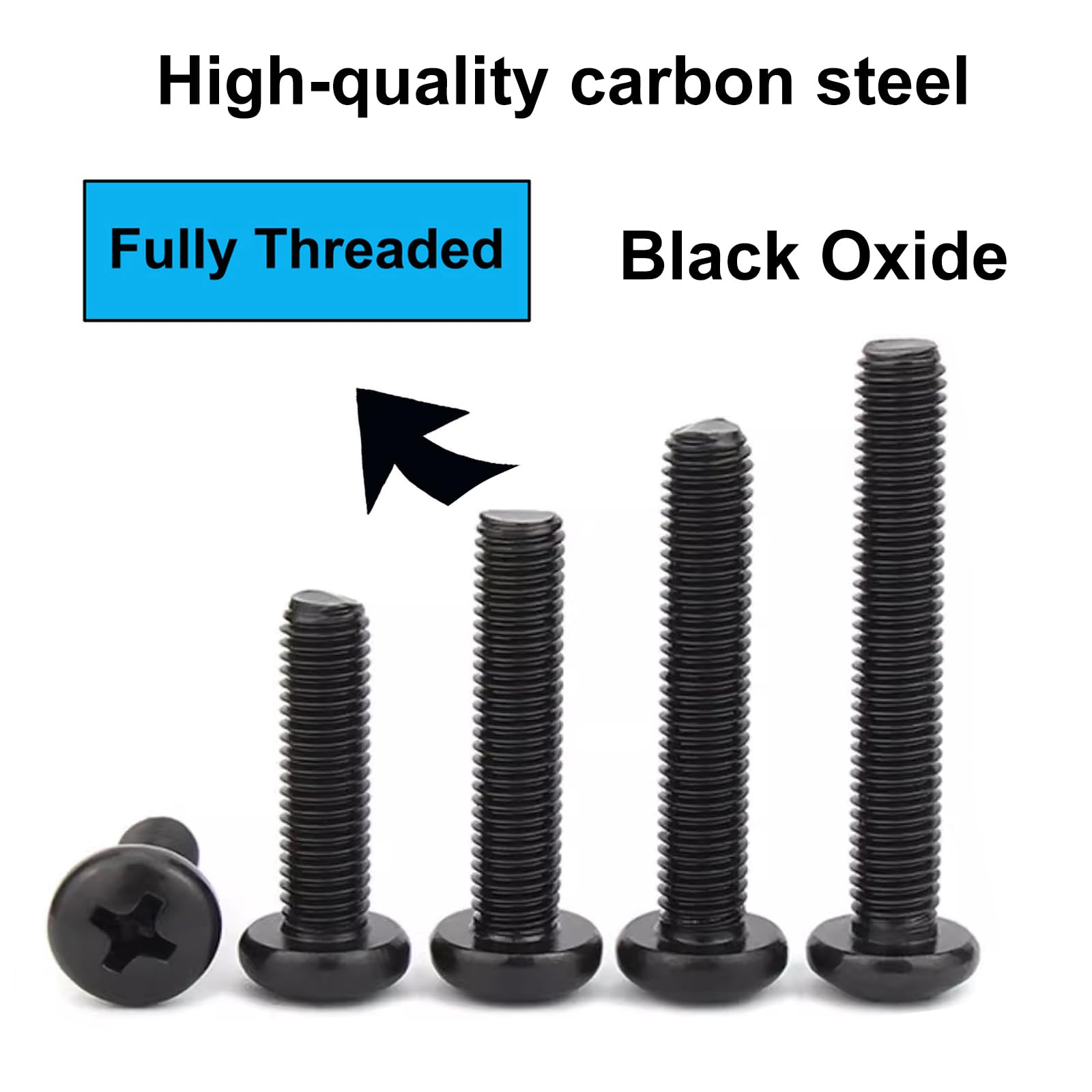 Viti Testa Tonda M3 X 8 Mm, Phillips, Acciaio Ossido Nero, Conf. Da 100 Pz - MonsterBolts