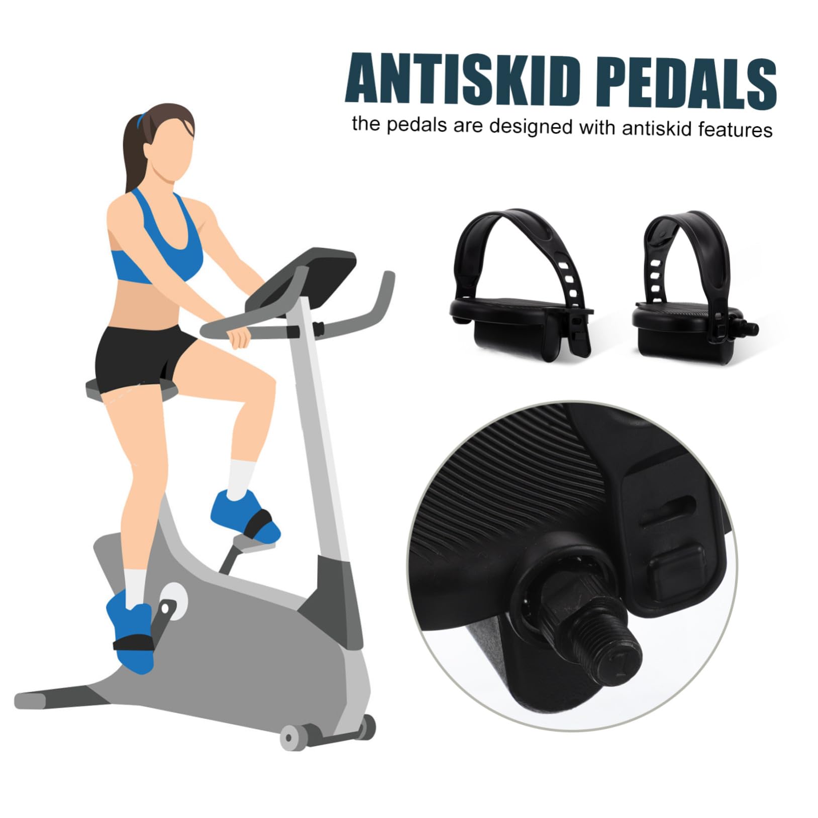 Pedales de Bicicleta Estática Fáciles de Montar y Material PP Correas Ajustables para Personas Mayores Ideales para Uso en Casa y Entornos Comerciales
