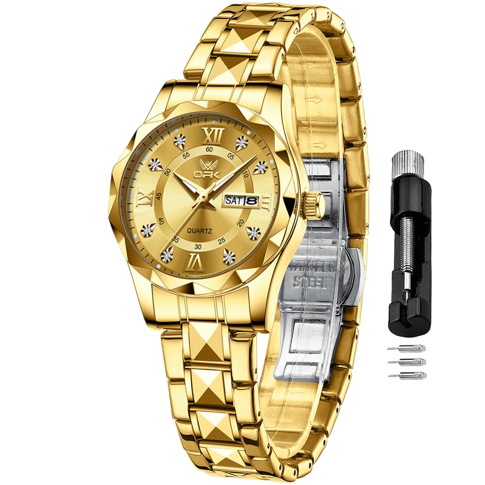 OPK Watch for Women Bling Diamond Business Female Watch Stainless Steel Easy to Read Small Ladies Wrist Watches Luminous Waterproof