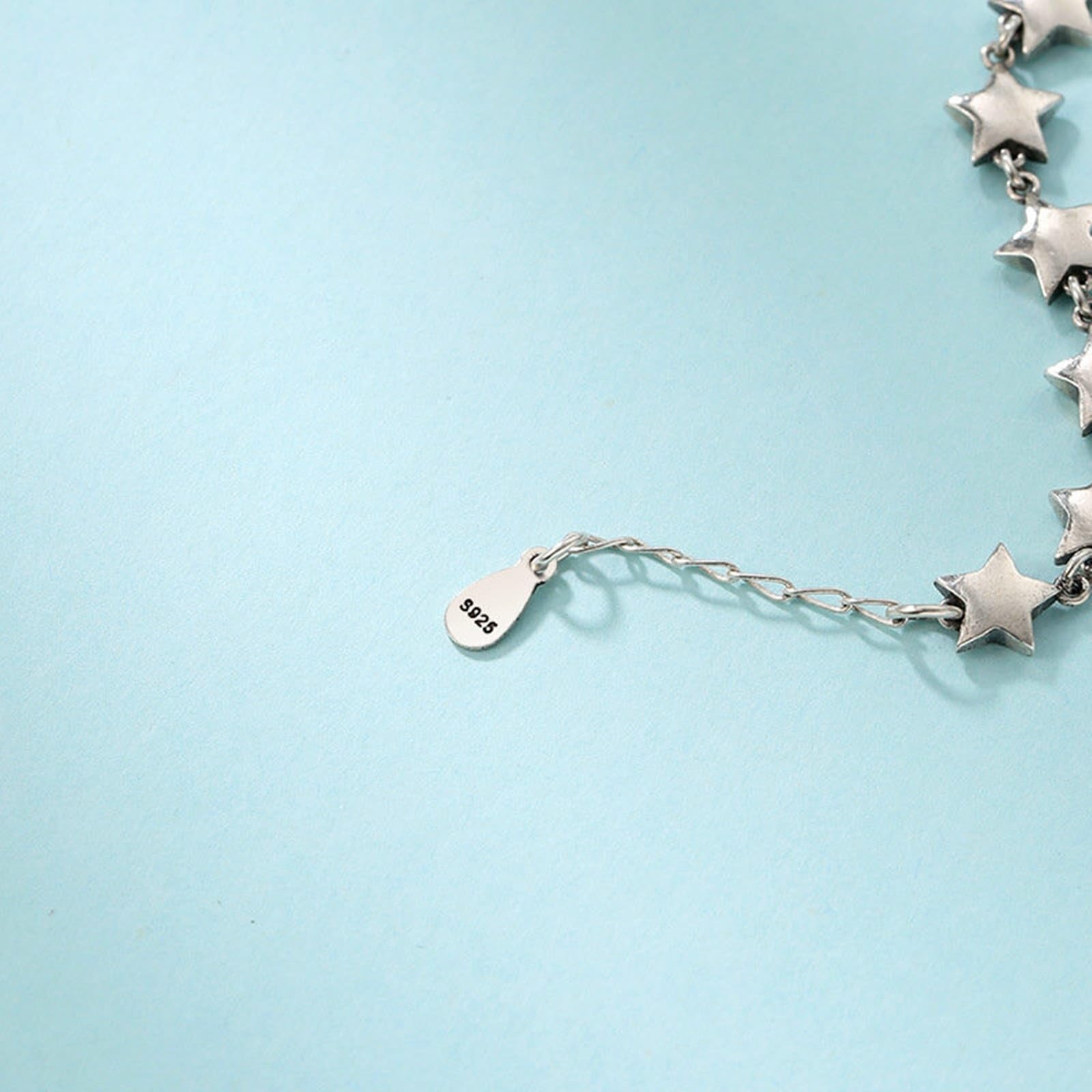 Sterlingsilber S925 Armreifen Damen Stern Gliederkette Armband