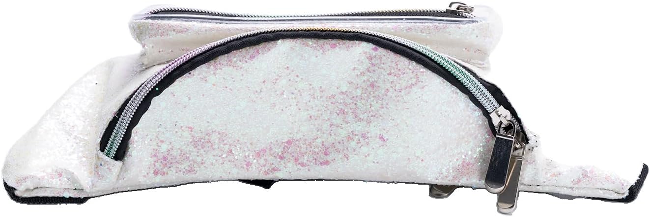 Holographic Rave Light Pink Gravel Glitter Fanny Pack For Women Grils Festival Waist Belt Bags -Light Pink Gravel - Image 4