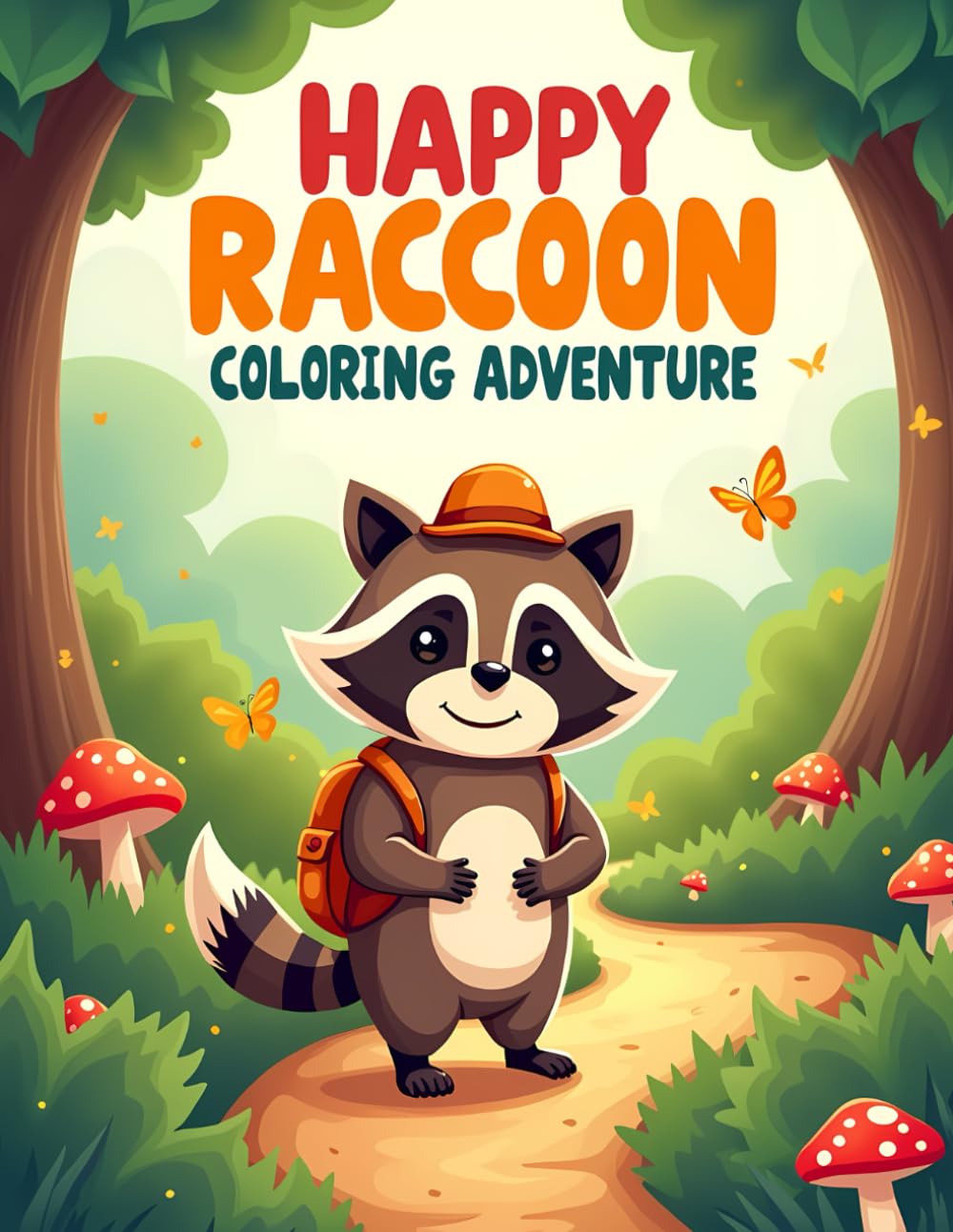 Happy Raccoon Coloring Adventure: Fun and Playful Raccoon Coloring Pages with Forest Adventures for Kids