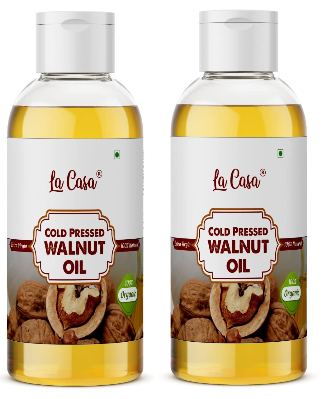 La Casa Cold Pressed Walnut Oil | Combo Pack of 2 | For Hair Skin & Thyroid Massage | Edible | 100% Pure and Virgin Grade | 2x200ml |