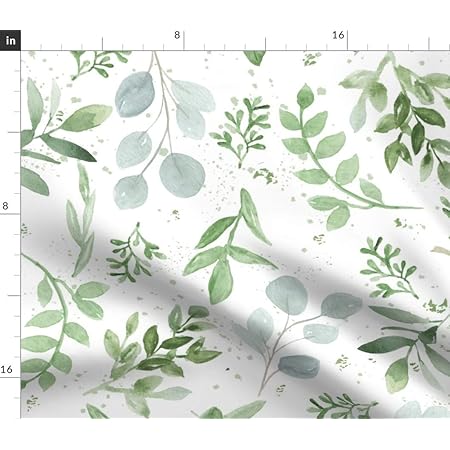 Amazon Com Spoonflower Fabric Watercolor Leaves Pattern Eucalyptus Sage Green Greenery Printed On Petal Signature Cotton Fabric By The Yard Sewing Quilting Apparel Crafts Decor