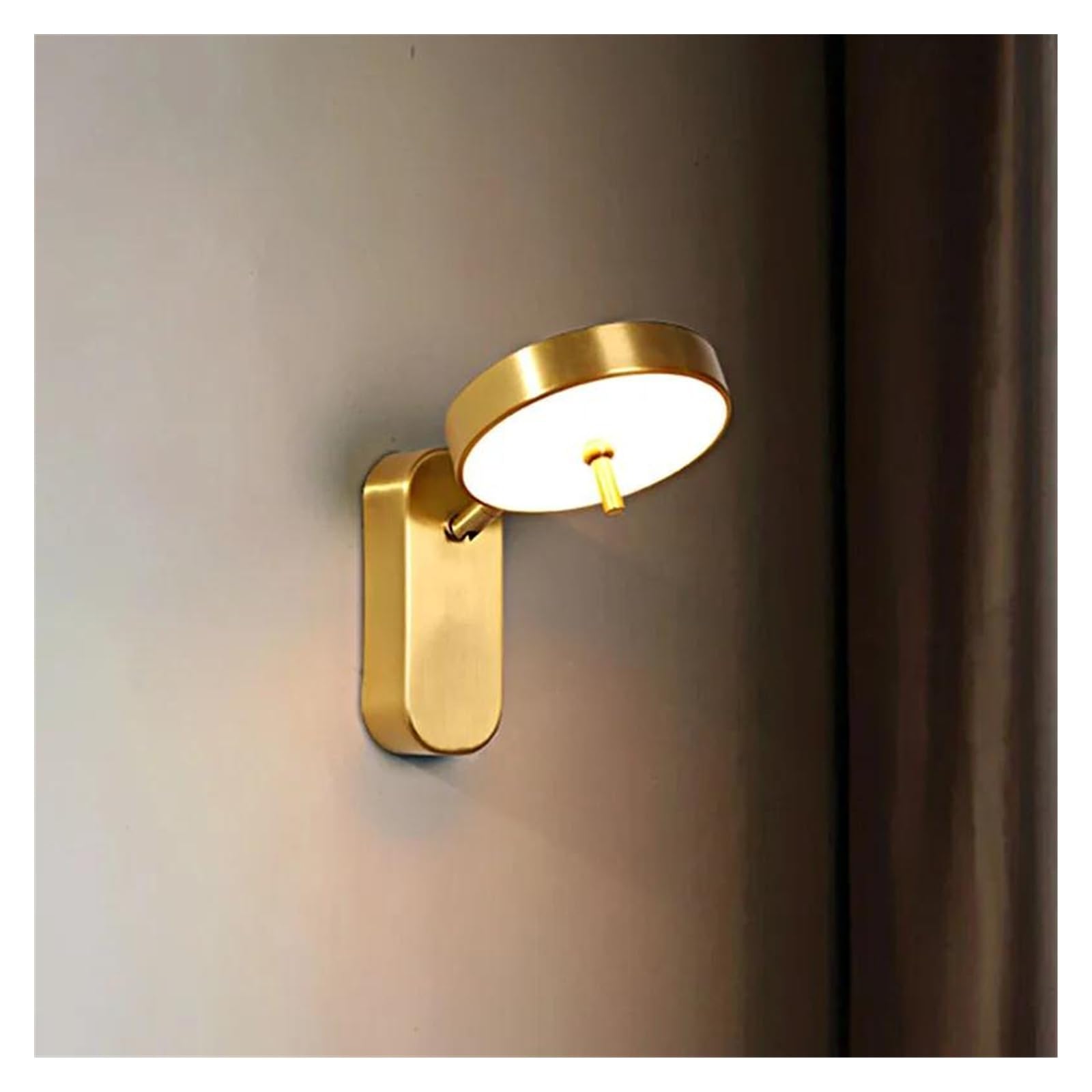 ZTCHSENZT Wall Sconces, Copper Wall Lamp Light Luxury Nordic Minimalist Hotel Bedroom Bedside Background Golden Brushed Lighting,3 Colors Changeable-B