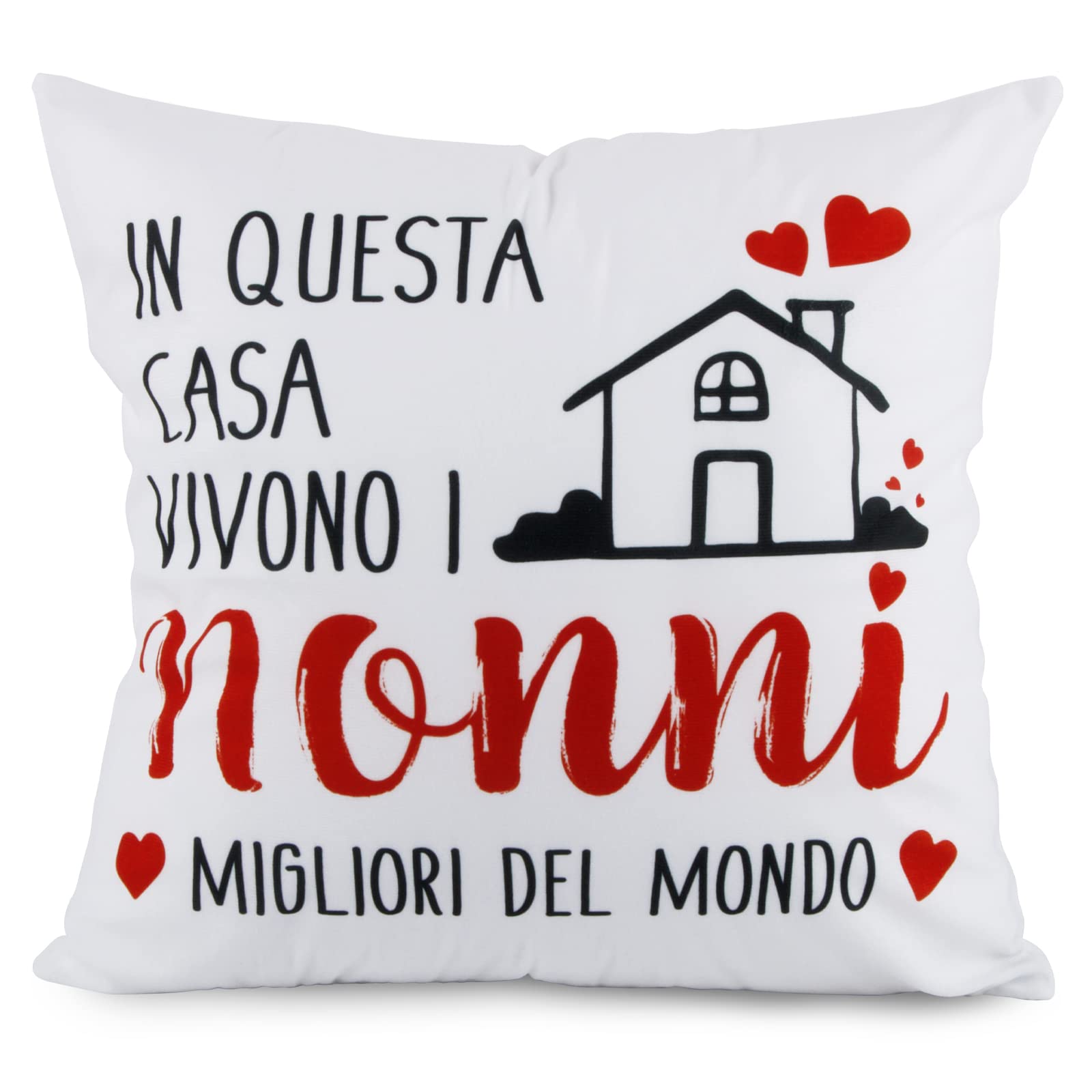 Federa Cuscino 40x40 Cm - Miglior Nonno Del Mondo Orso - Cuscino Divano In Cotone Nero