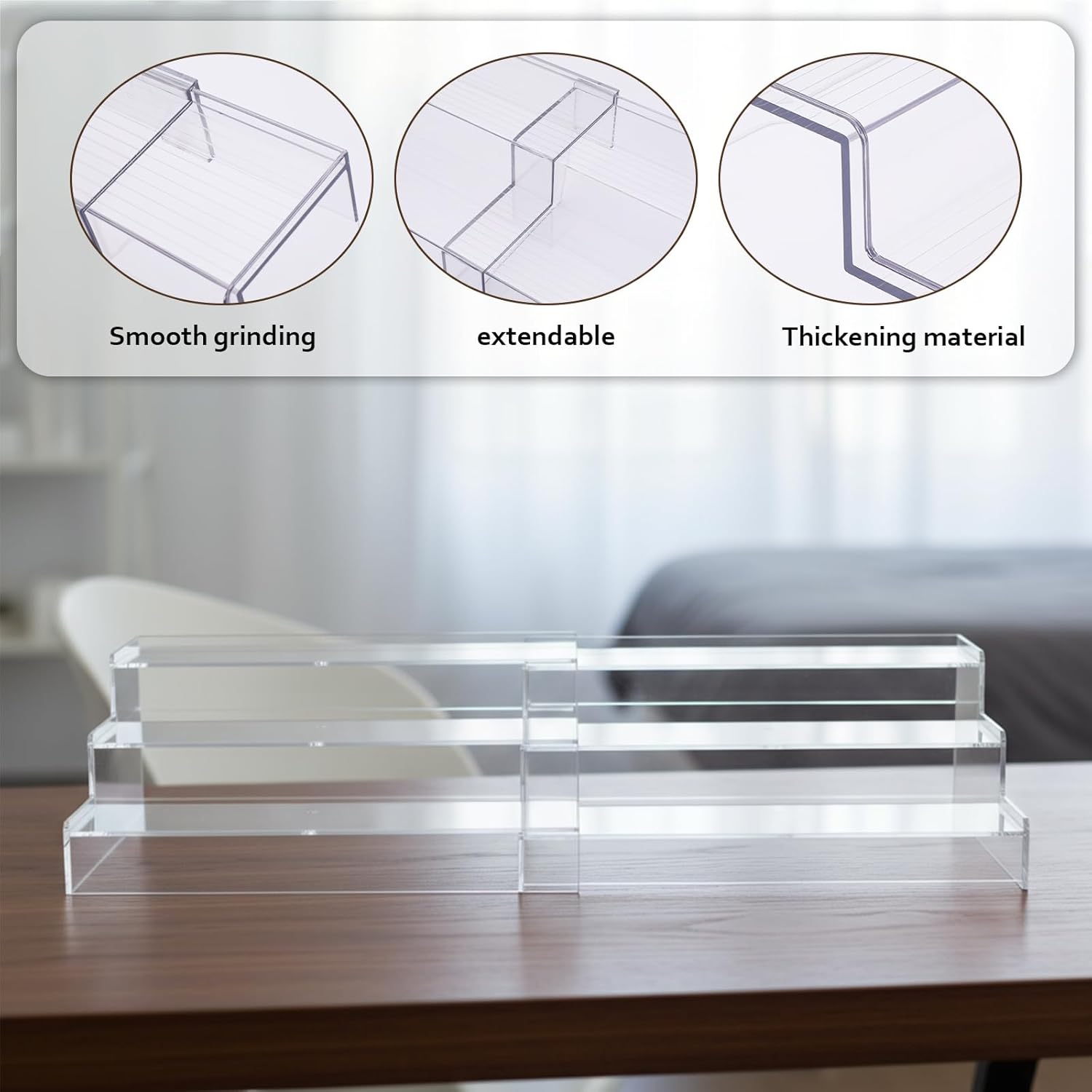 3-Tier Clear Perfume Organizer, Adjustable & Extendable Perfume Tray, Acrylic Display Stand for Vanity Bedroom Bathroom Storage Organization, Room Decor Aesthetic, 1 Pcs