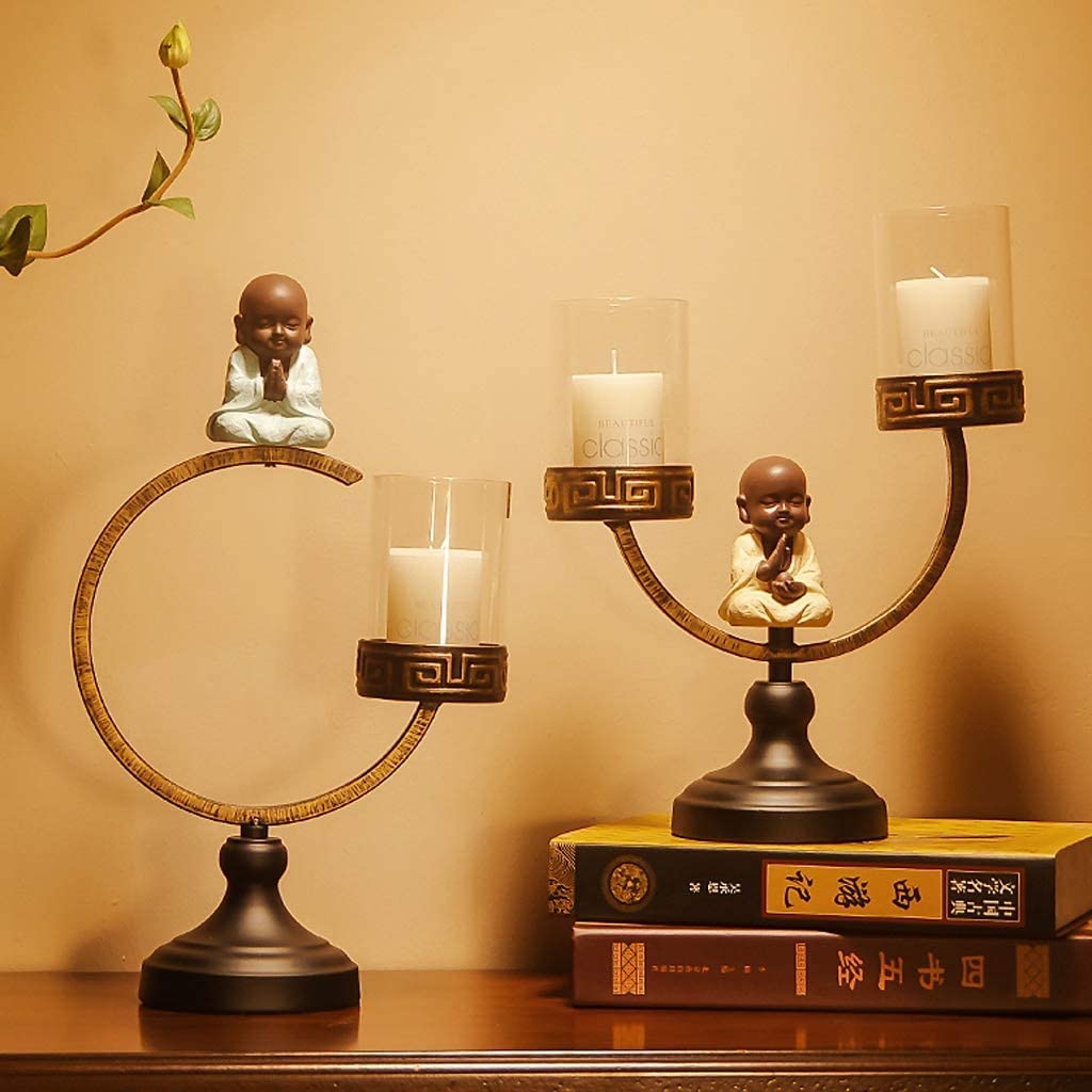 Candelieri Portacandele in Metallo, candeliere in Metallo in Ferro battuto, Moderni candelabri creativi Zen Ornamenti per la Decorazione Domestica Regalo
