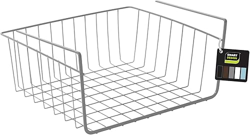Cesta de almacenamiento Smart Design para colocar debajo de la estantería, brazos ajustables, marco de acero, acabado resistente a la corrosión,