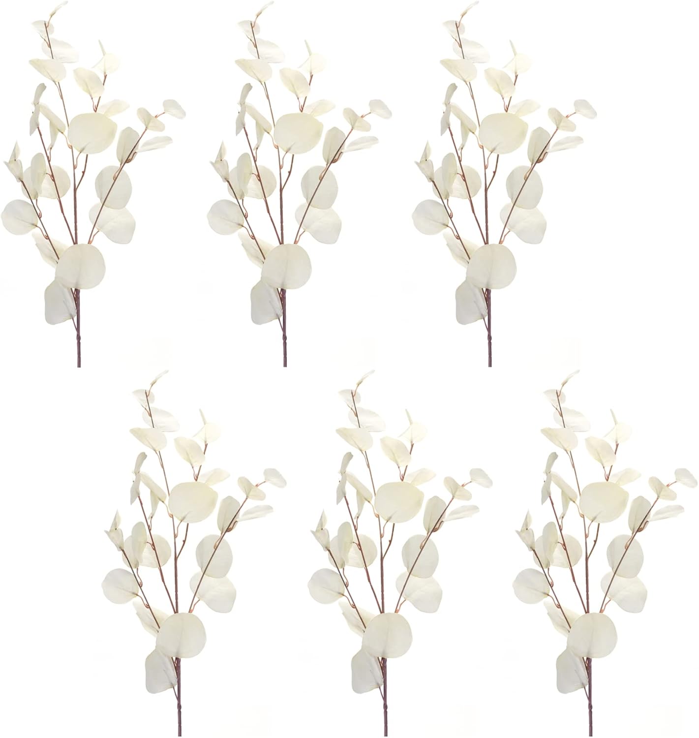 Melrose Set of 6 Polyester Eucalyptus Spray with White Finish 85428DS