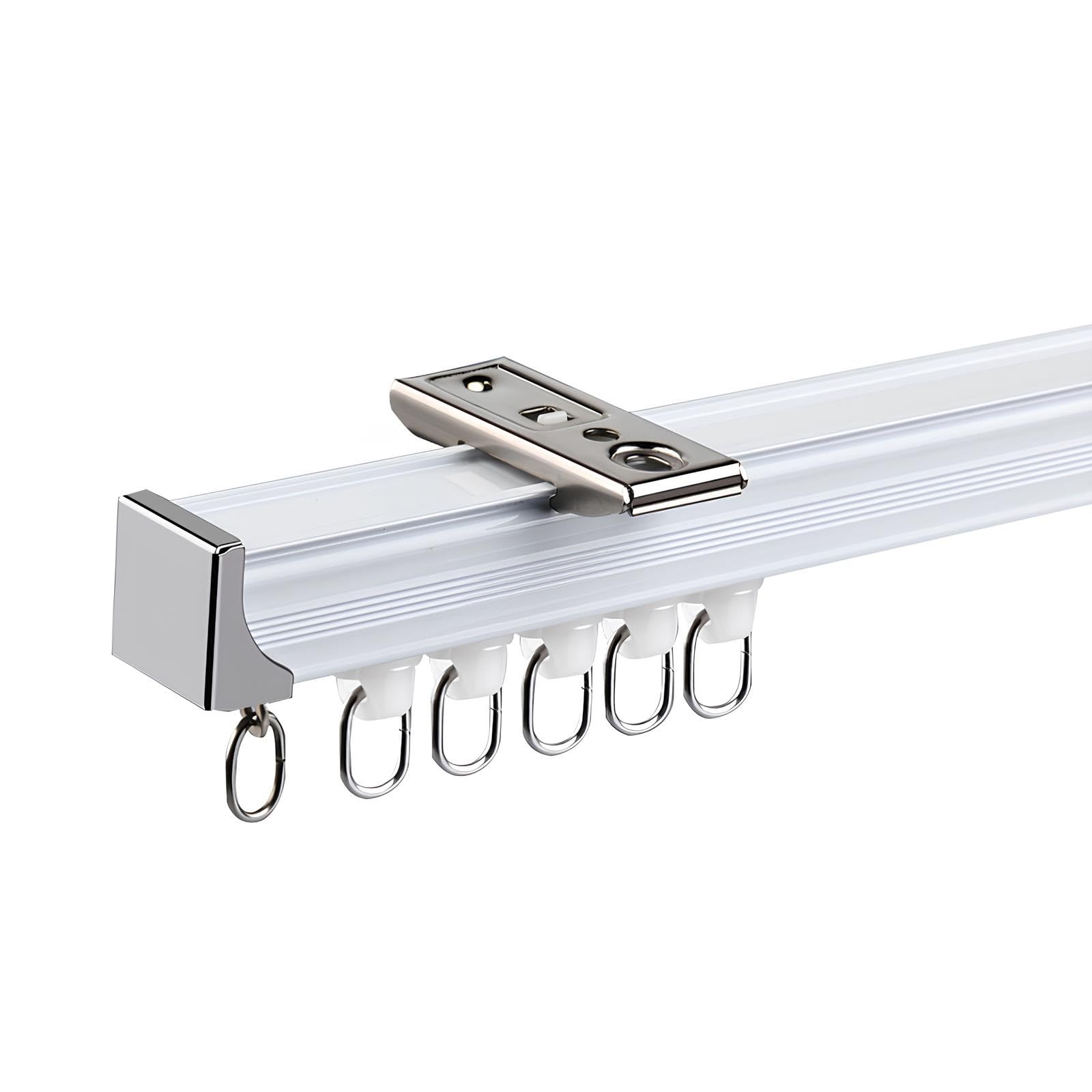 Wataow White Curtain Tracks For Living Room - Room Divider Curtain Rail - Ceiling And Wall Mounted Curtain Rods - Aluminium Curtain Poles(,250Cm/8.2Ft(2 * 125Cm))