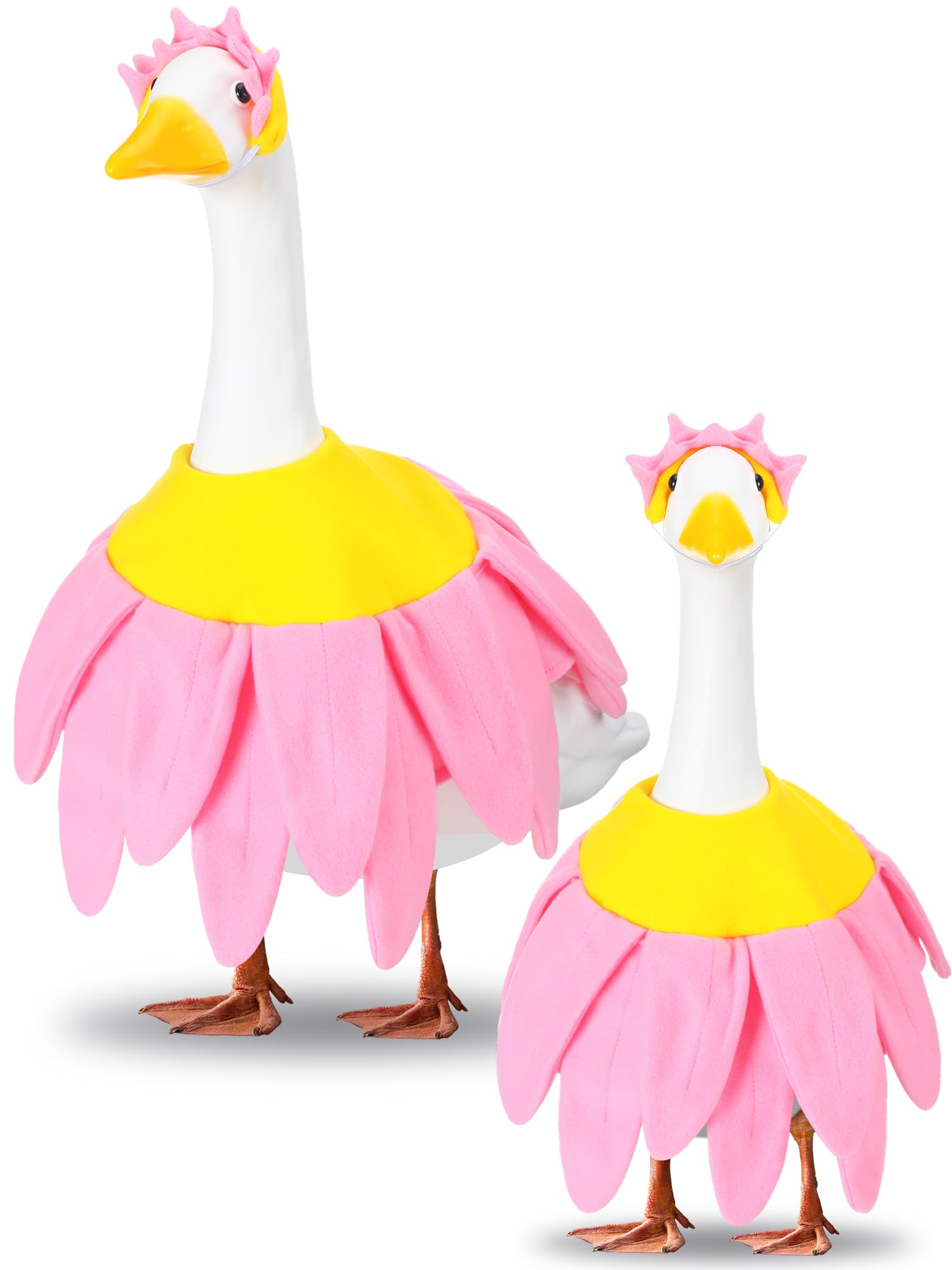 Outus Funny Pink Daisy Baby Goose Outfit Set Includes Petals Headband and Shirt Washable Pink Daisy Cute Goose Porch Clothing for Outdoor Garden Yard Patio Lawn Statue-image-46