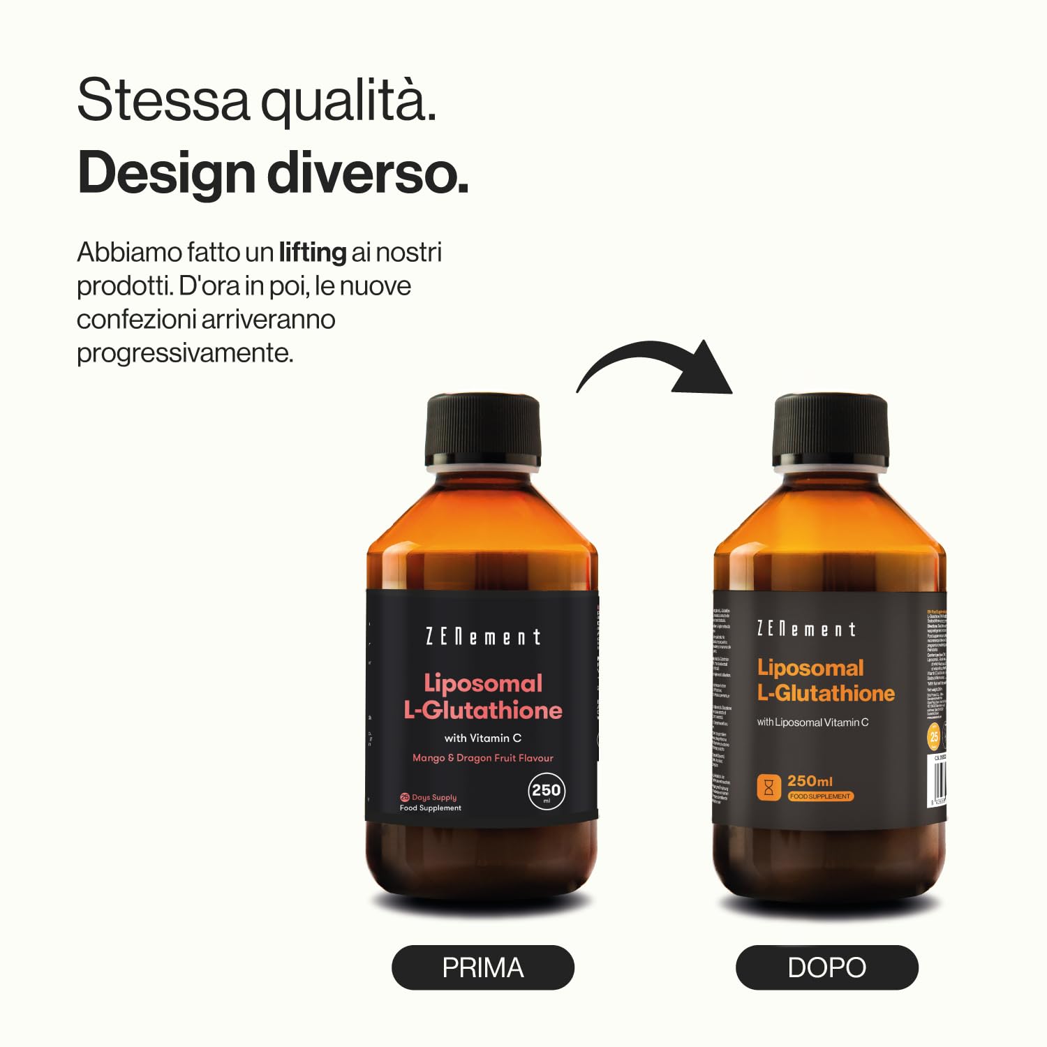 Glutatione Liposomiale con Vitamina C | Antiossidante, Anti-invecchiamento | Alto Dosaggio ed Assorbimento, Alta Biodisponibilità | 250 ml | Vegano | Zenement