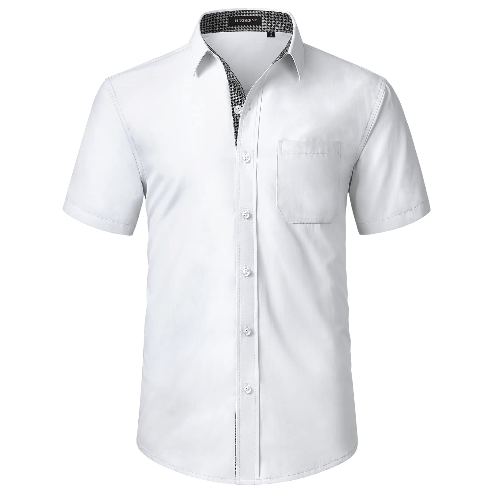 HISDERN Camisas de Manga Corta para Hombre Camisas de Negocios Informales de Verano para Hombre Ajuste Regular con Bolsillos