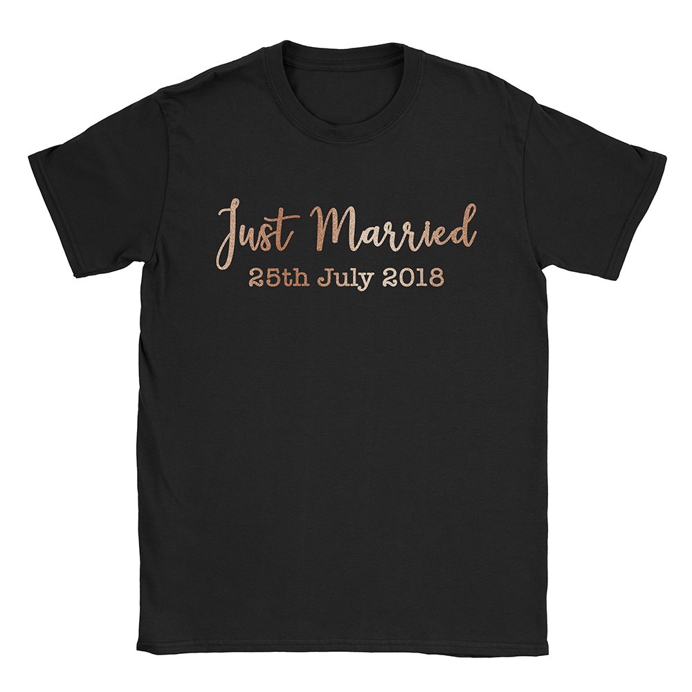 Personalised Just Married T Shirts Wedding Bride Groom His Hers Matching Tops