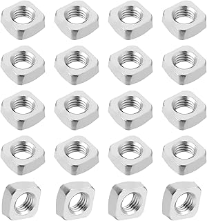 MroMax M8 Square Nuts 304 Stainless Steel Metric Coarse Thread Assortment Kit Silver Tone 20Pcs