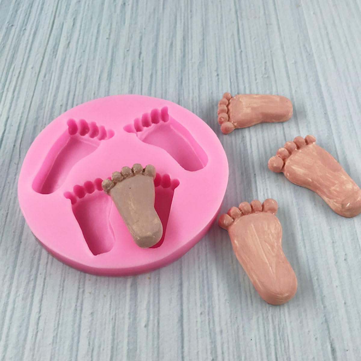 3D Baby Foot Fondant Mold Baby Shower Cake Topper Decoration DIY Baking Mould for Sugarcraft Cake Chocolate and Crafting
