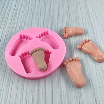 3D Baby Foot Fondant Mold Baby Shower Cake Topper Decoration DIY Baking Mould for Sugarcraft Cake Chocolate and Crafting