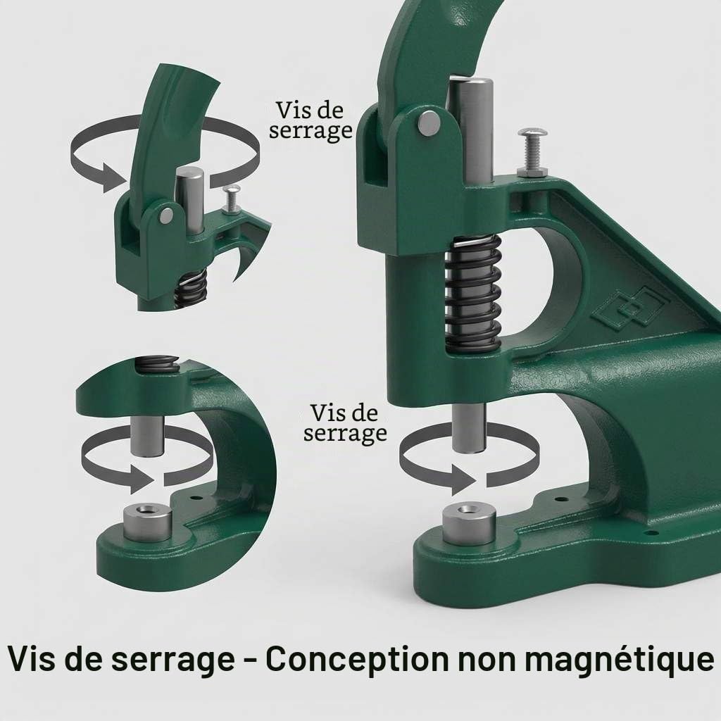 QWORK® Presse a Oeillets, Machine à Poinçonner à Oeillets Presse à Oeillets avec 3 Matrices et 1500 Oeillets (6/10/12mm)