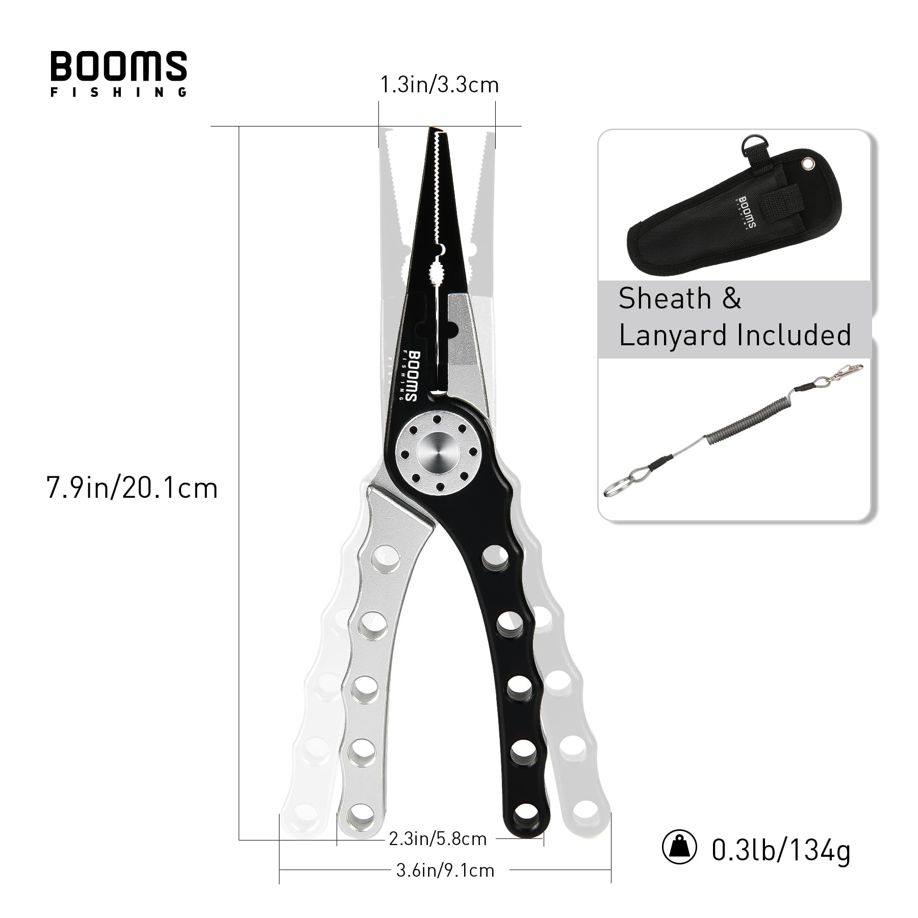 Booms Fishing X1 Pinze da Pesca in Alluminio per Acqua salata, Kit di Attrezzatura da Pesca per Surf, attrezzo Multiuso per la rimozione dell'amo, Taglio della Lenza Intrecciata e Anello Diviso, con