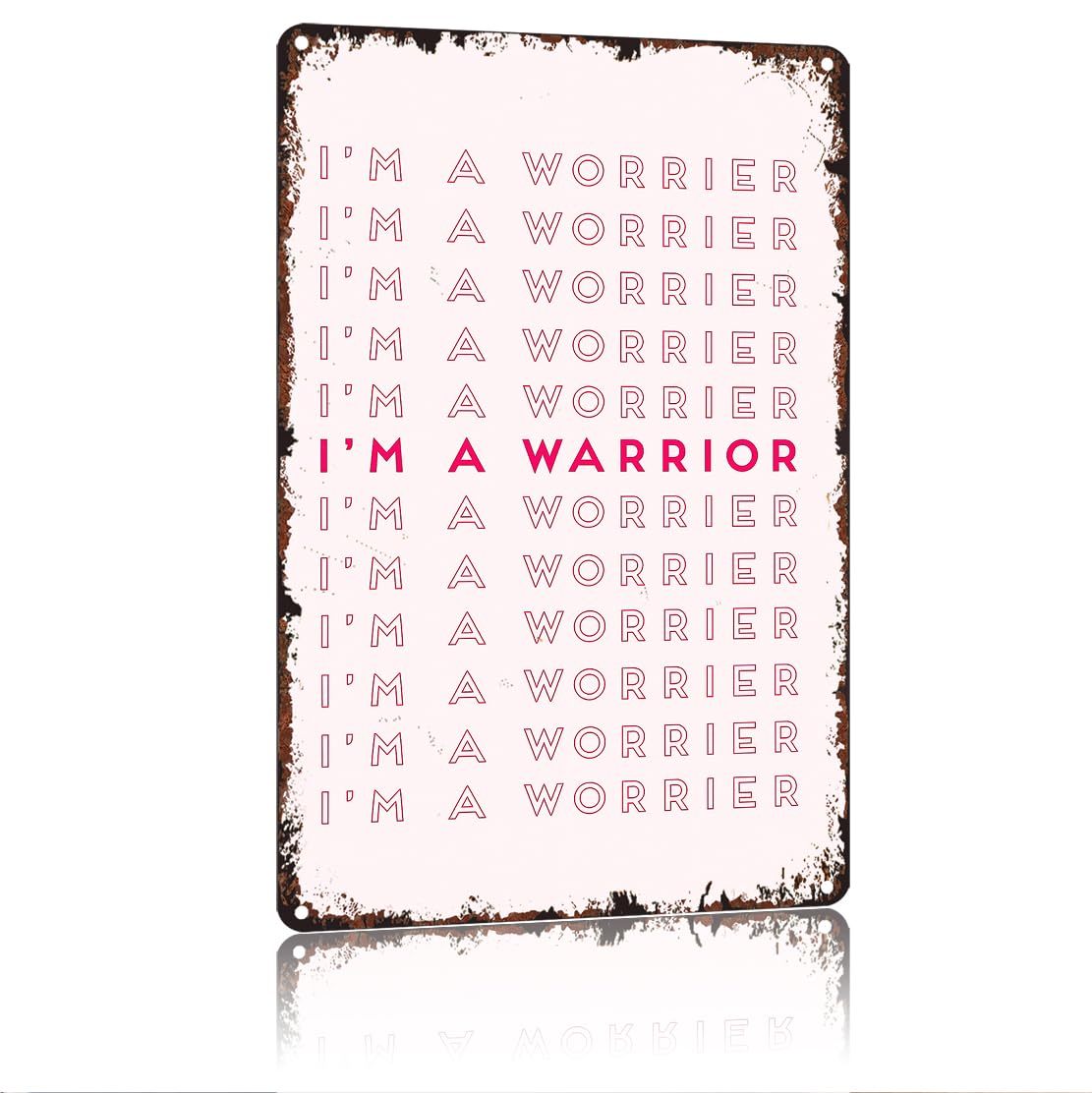 peiyeety I'M A Worrier I'M A Warrior Funny 8x12 Inch Aluminum Vintage Metal Tin Signs-For Living Room Kitchen Bedroom Patio Porch Men'S Nest Wall Decor