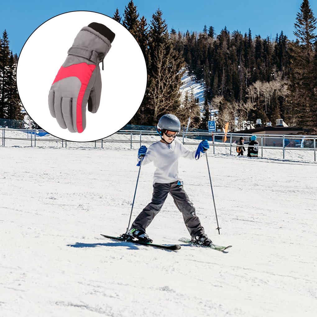 1 paio di guanti da sci per bambini guanti da sci da campeggio all'aperto guanto invernale caldo freddo guanto in cotone ispessimento protezione per le mani blu-verde