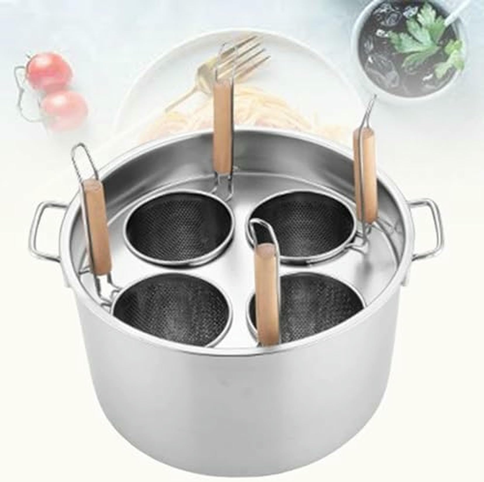 Ensemble d'inserts pour la cuisson de la pâte avec diviseur et passoire intégrée en inox