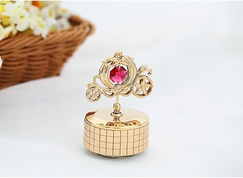 Miniatura 3 de Matashi - Caja de música chapada en oro de 24 quilates con cristales para decoración del hogar, dormitorio y mujeres, señoras y niñas