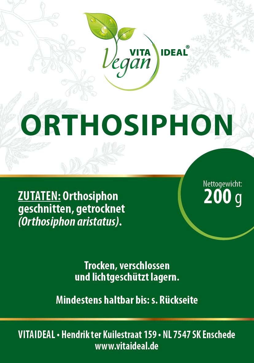 VITA IDEAL Vegan® ORTHOSIPHON - aristatus 3x 200g geschnitten & getrocknet - Katzenbart - Ortho Siphon - Kräuter Tee, Tinktur & Aufguss. Kräutertee ohne Zusatzstoffe.