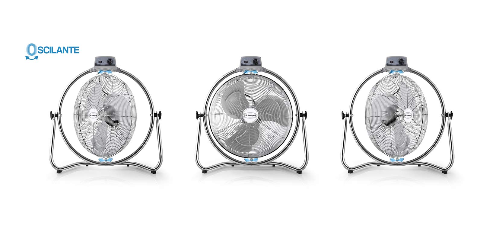 Orbegozo PWO 1952 - Ventilador industrial, aspas 50 cm de diámetro, 3 velocidades de ventilación, cabezal oscilante multiorientable, asa de transporte, 130 W