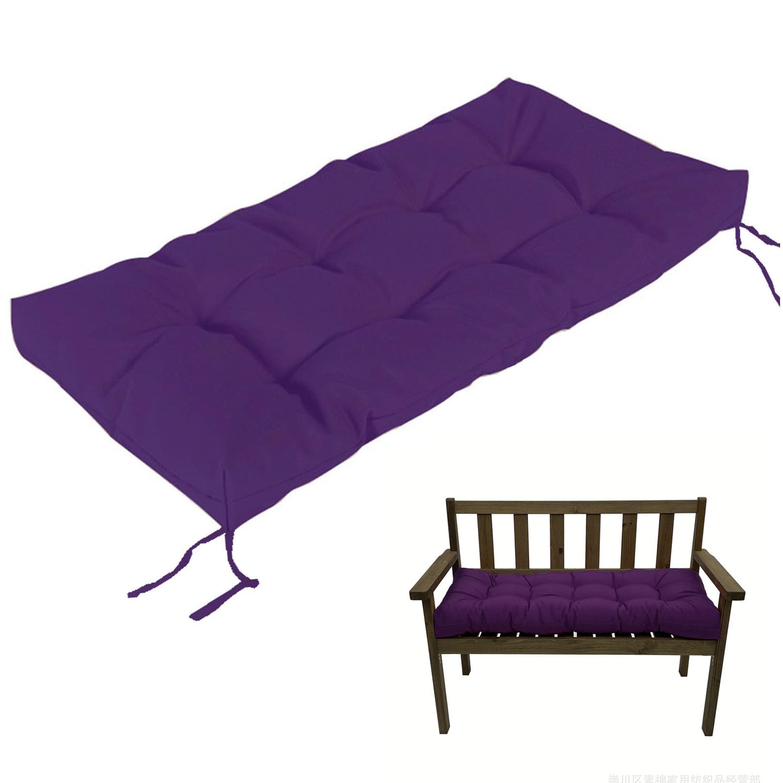 Weiches Sitzkissen für Bank, 8 cm dick, wasserdicht, rutschfest, Sitzkissen für Gartenbank, 100 x 40 cm, perfekt für Terrassen- und Gartenmöbel, Dunkelviolett