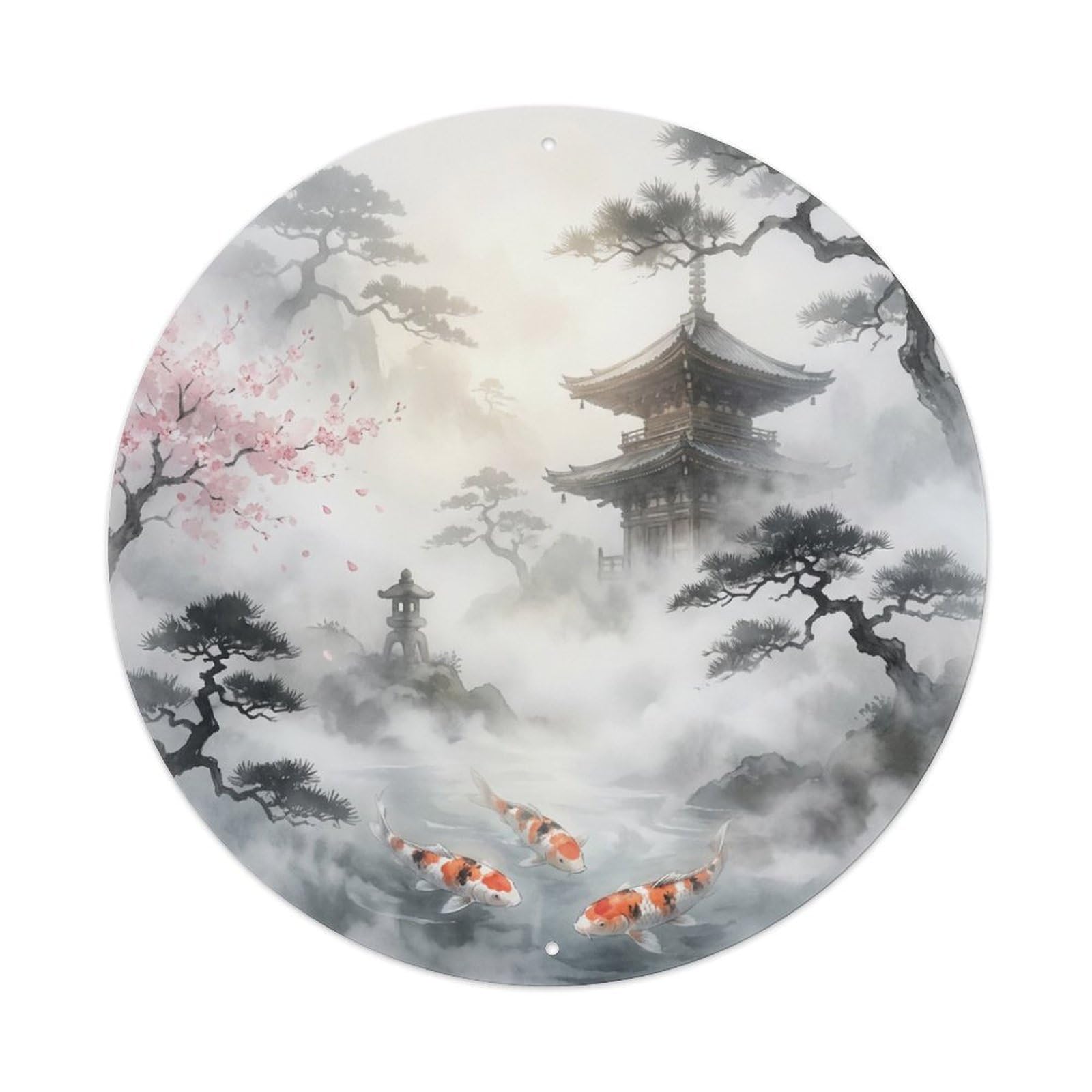 Galvaxio Style Japanese Koi Fish Foggy Valley Mysterious Mist 1 Metal Tin Sign