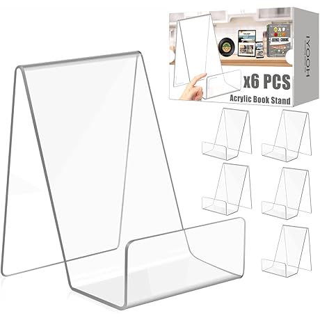 6 Pack Acrylic Book Stands for Display: Showcase Your Treasures Elegantly