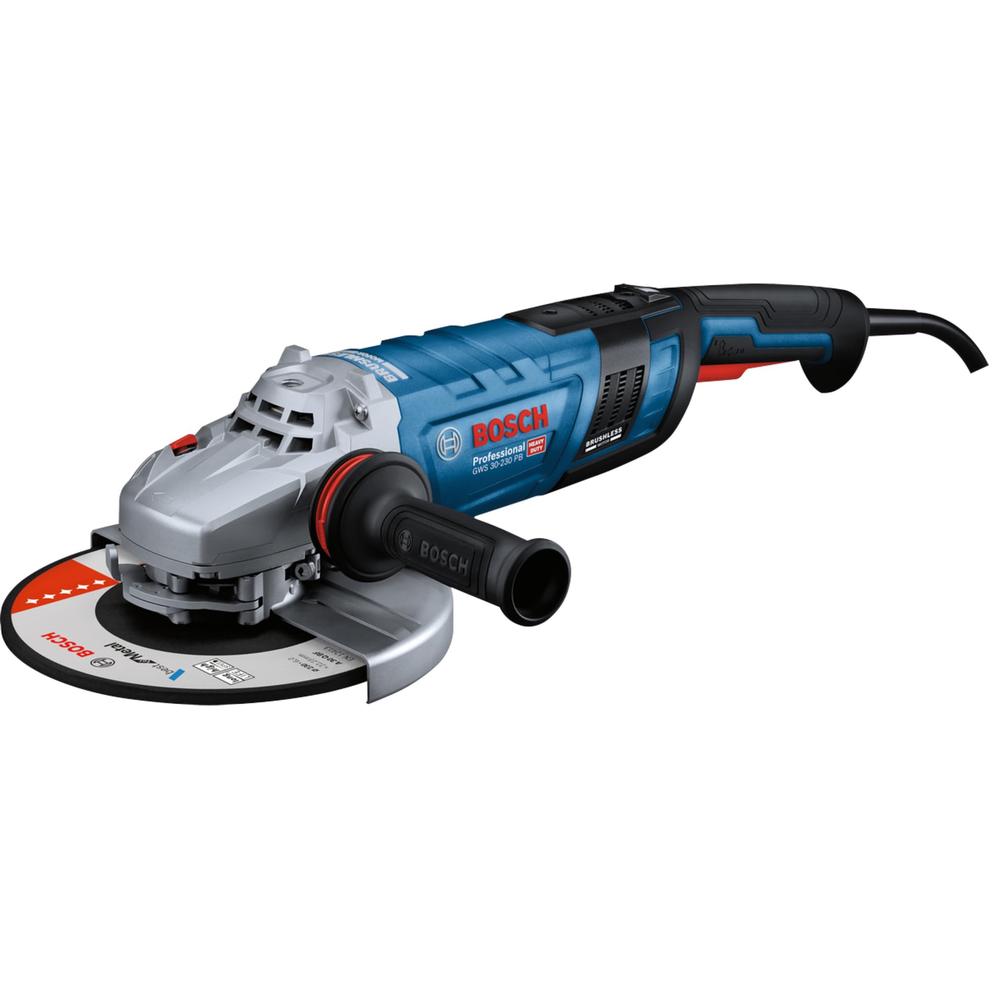 Bosch Professional GWS 30-180 PB - Amoladora angular (Brushless, Ø 180 mm, 2800 W, KickBack Control, hombre muerto, freno)