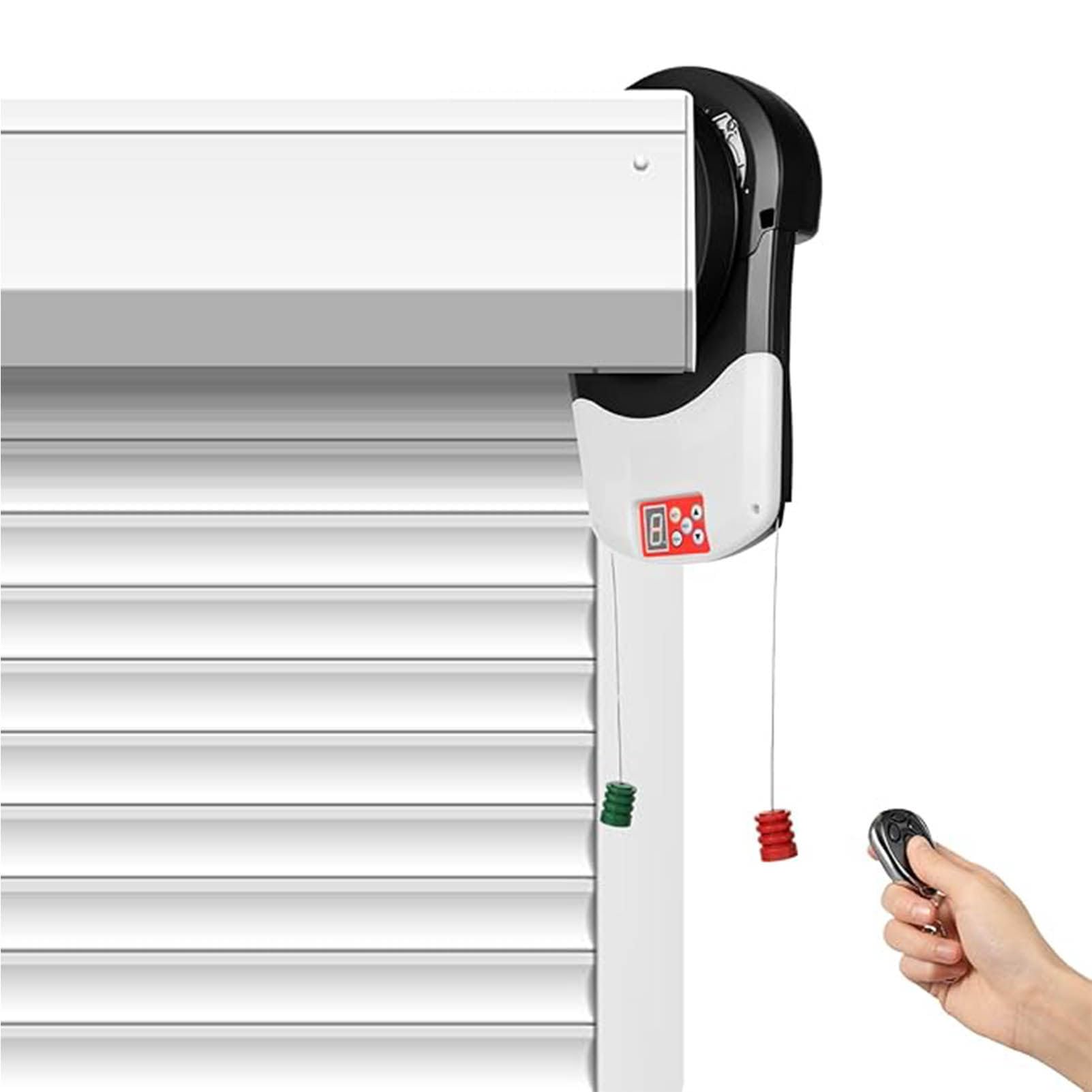 Abridor de Puerta Enrollable automático, Motor de Puerta Enrollable de Garaje con 2 Controles remotos, Guantes, abridor de Puerta de Garaje Inteligente