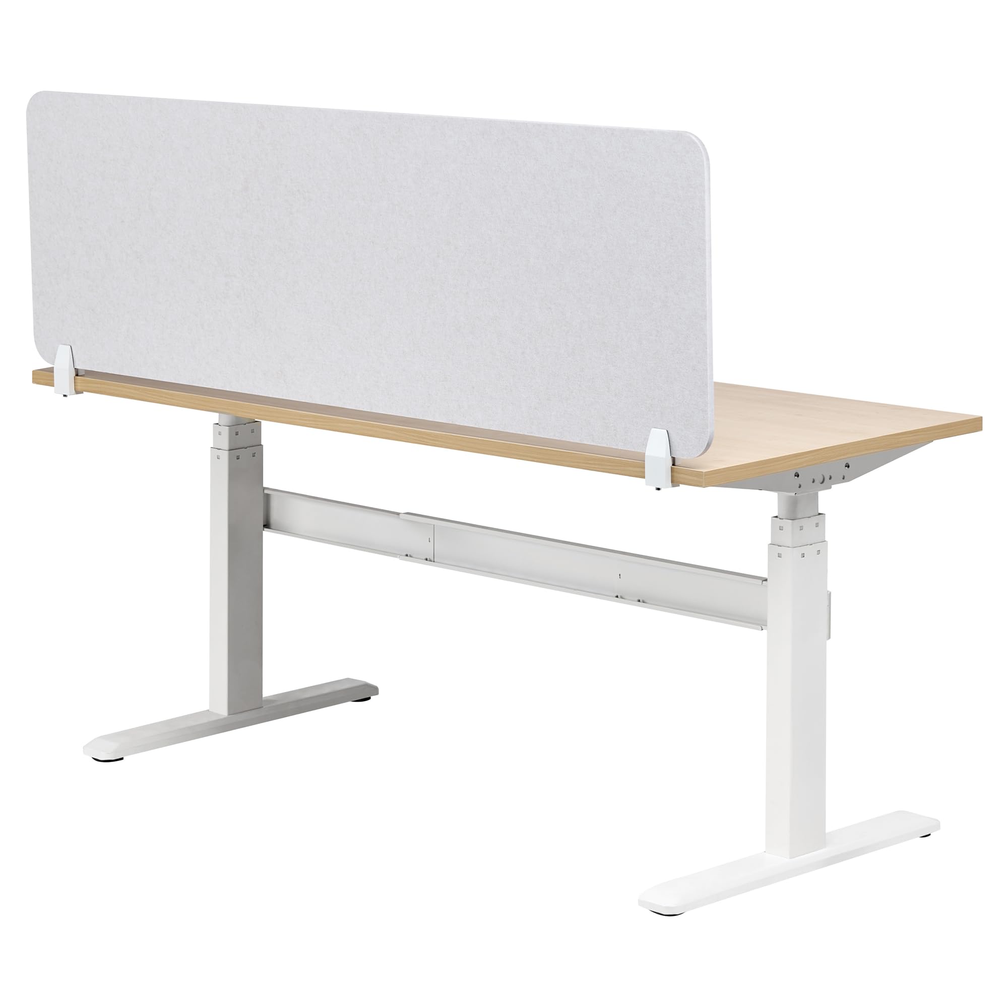 Beliani Divisorio da scrivania Pet Pannello Acustico Tessuto fonoassorbente 160 x 50 cm Bianco Sporco