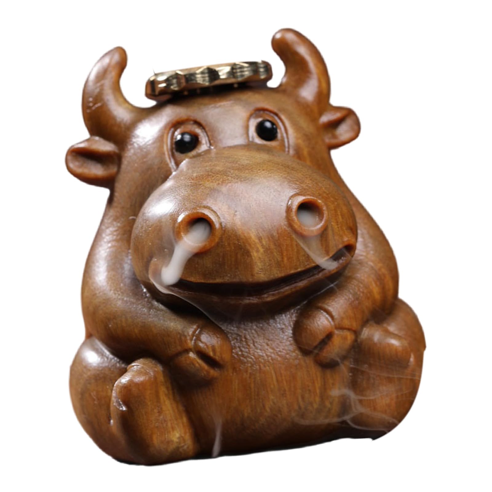 Hredyqw Handcarved Cow Hippo Statue Cone Backflow Incenses Burners Buddhist Wood Censers Incenses Holder Home and Decors Relaxing Fragrances Diffuser