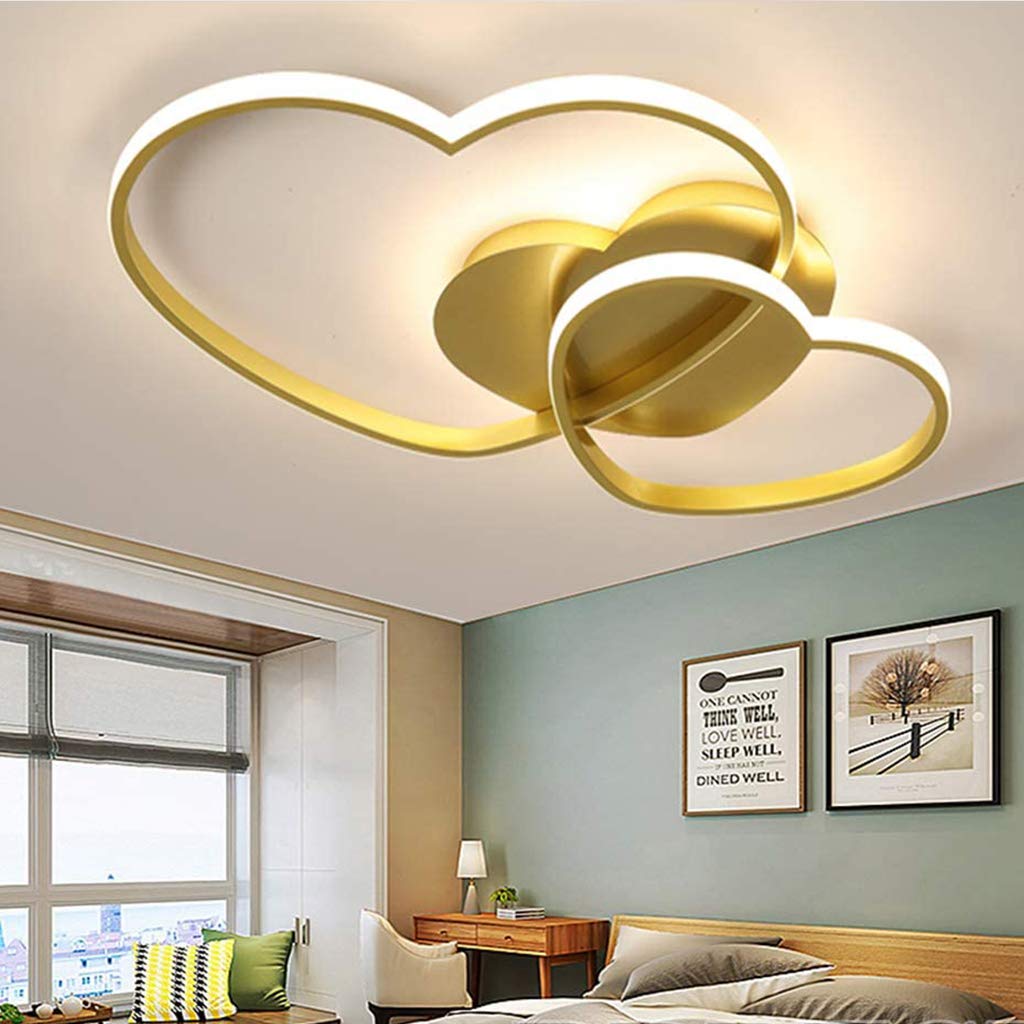 YZSJ Ceiling Light LED Dimmable Ceiling Lamp Modern Heart Acrylic Kids Room Lamp with Remote Control Boys Girls Ceiling Light Cartoon Chandelier Children Ceiling Light Indoor Bedroom Decor Lamp,Gold