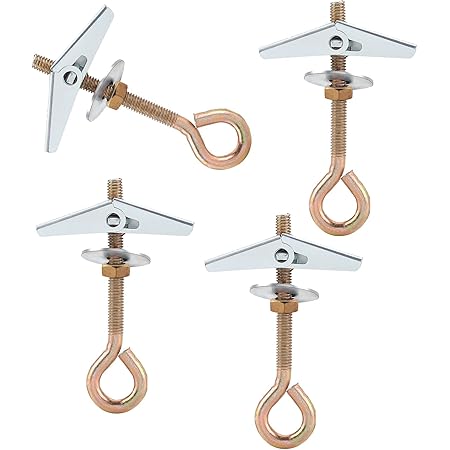 WEDNOK 8 Pcs Wing Spring Toggle Hooks Plasterboard Ceiling Hook M5/95mm ...