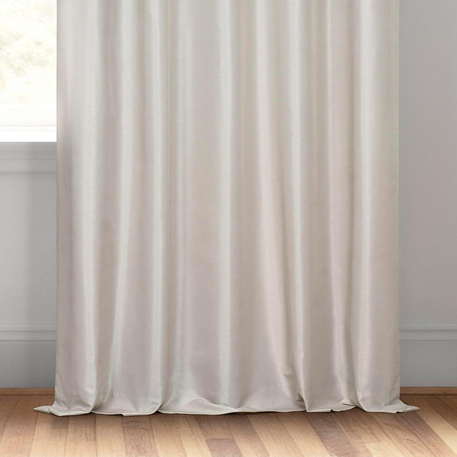 HPD Half Price Drapes Room Darkening Curtains for Bedroom Vintage Textured Faux Dupioni Silk Curtains for Living Room (1 Panel), 50 X 120, Mist Grey