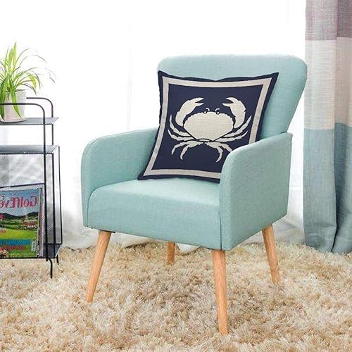 Miniatura 3 de AOYEGO Funda de almohada azul de cangrejo con diseño de mariscos y mariscos, animales náuticos marinos, silueta de crustáceos marinos, 18 x 18