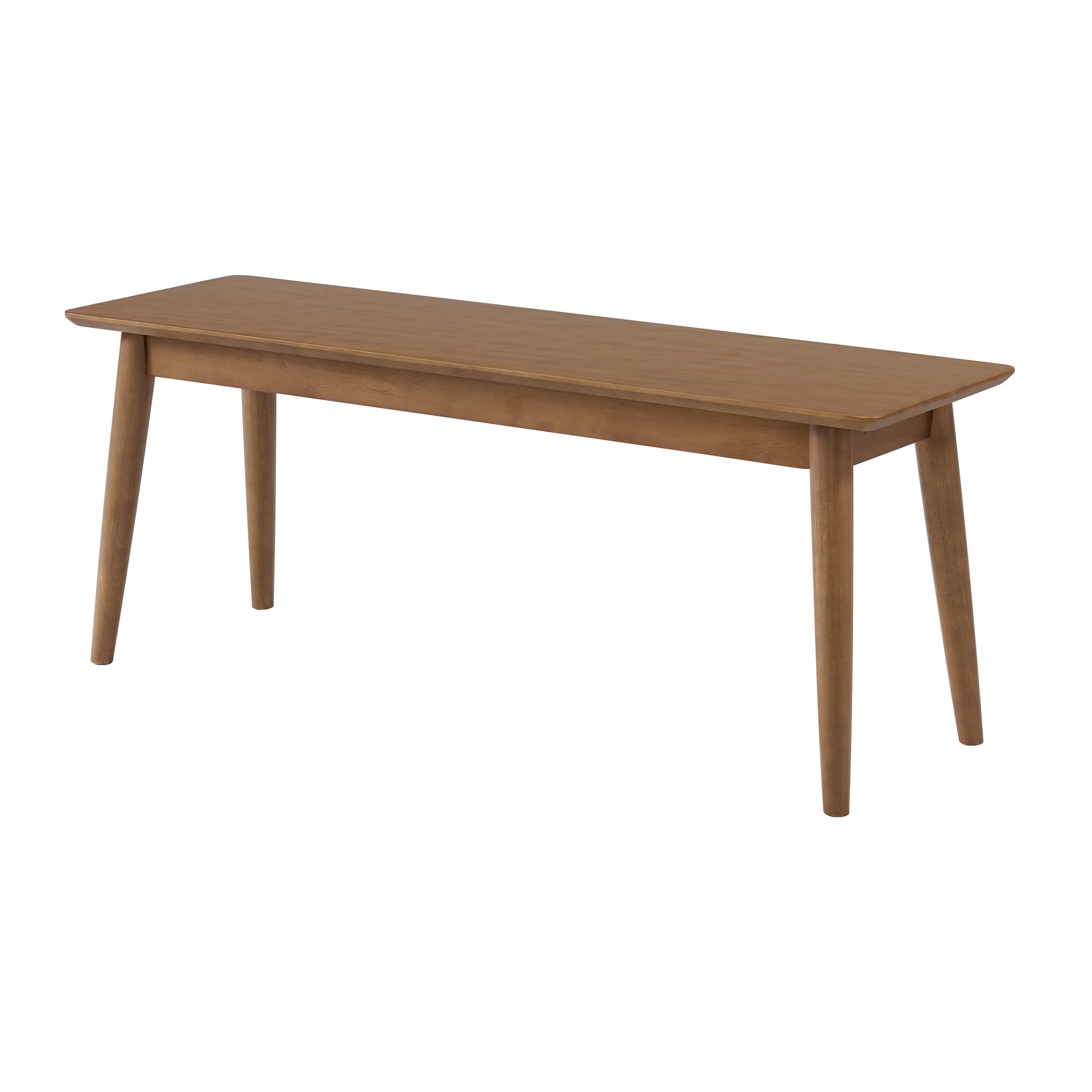 Alaterre Furniture Solid Wood Dining Bench, Warm Pecan, 46” x 14” x 18” | Entryway Bench with Minimalist Design, Mid-Century Modern Furniture for Entryway, Dining Room, Kitchen, or Bedroom